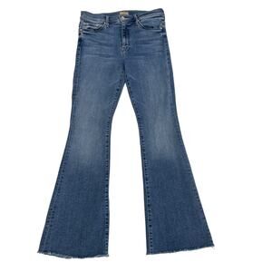 Mother The Weekender Fray Jean High Rise Flare Leg Light Wash Denim Womens 29